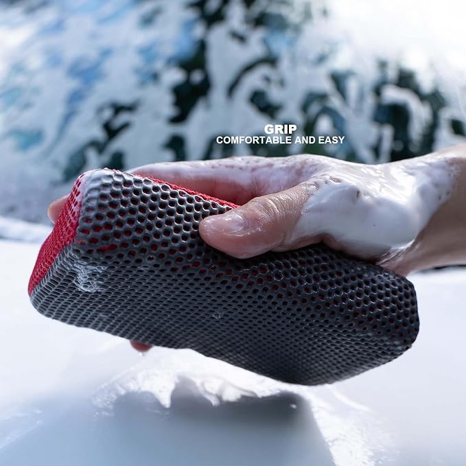 2 Pcs Fine Grade Clay Scrubber for Auto Detailing and Car Detailing, Clay Sponge Decontaminates Debris, Painted Surfaces, and Road Grime Efficiently and Easily, Enhance Gloss and Color Depth