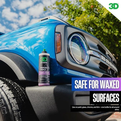 3D Wash N Wax Car Wash Soap - pH Balanced, Easy Rinse, Scratch Free Soap with Wax Protection - 16oz.