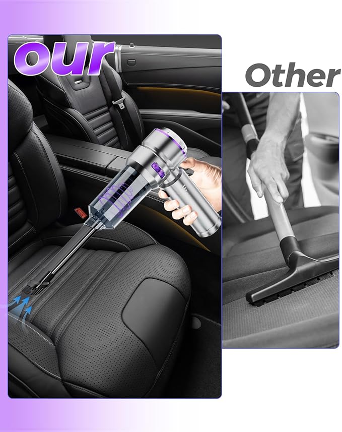 Joyzan Car Vacuum Cleaner, Portable Handheld Cordless Rechargeable Air Duster 16000PA Strong Suction Wet Dry 9 Nozzles HEPA Filter Car Home Office Workers Pet Hair Cleaning Men Gifts Dad Husband