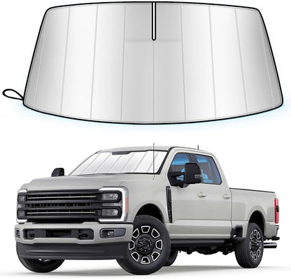 Windshield Sun Shade for Ford F250/F350/F450/F550/F600 Super Duty 2023-2026, Custom Fit Folding Design Front Window Sunshade Sun Visor Shield Accessories, Blocks UV Rays & Heat