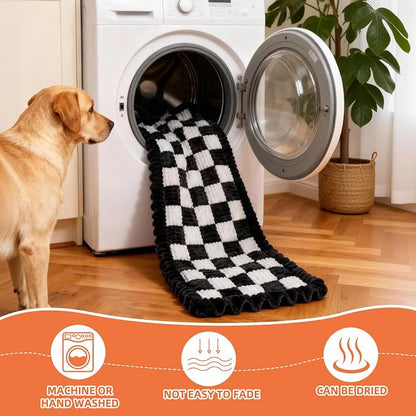 Backseat Pet Bed Mat,Dog Seat Covers,Truck Plaid Dog Bed for Car Back Seat | Non-Slip Travel Pet Mat, Back seat Extenders for Car/SUV (For L-Black/White)
