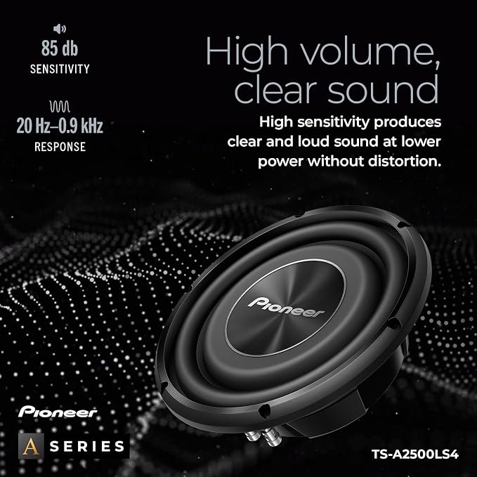 Pioneer A-Series TS-A2500LS4 10” Subwoofer – 1200W Max, Shallow-Mount Design, Deep Bass in Tight Spaces