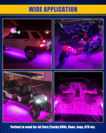 DUOFU365 Pink Led Strip Lights,24inch 12V Interior Light Strip IP68 Waterproof Cuttable for Car Motorcycles Boat Golf Cart Truck Cargo Home Decoration with Strong Nano Tape(4PCS)