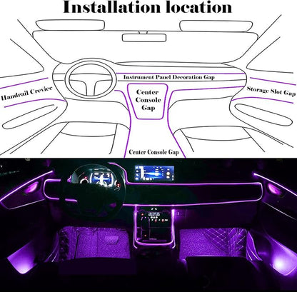 DEHERANE Interior Car LED Strip Lights, RGB 6 in 1 Ambient Lighting Kit with 315 inches Integrated Fiber Optic, 16 Million Colors Car Interior Lights with Wireless APP& Remote Control, Sync to Music