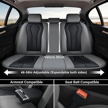 Coverado Car Seat Covers, Back Car Seat Cover, 3-Pieces Leather Seat Cover, Luxury Car Seat Cushion, Luxury Seat Cover Seat Protector Universal Most Cars Trucks SUV