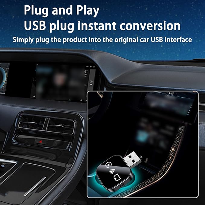 2026 Upgrade 3 in 1 Screen Mirror iOS Phone, Wired to Wireless Carplay Adapter, Mini USB Design Car Play Adapter with Type-C Extension, Plug and Play (Colorful Silver, for Android)