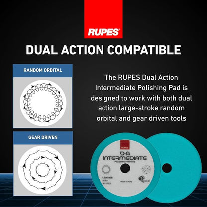 RUPES 9.DA100B Pack of 12 Light Blue D-A Intermediate Foam Polishing Pads 100mm | Ideal for Paint Correction & Gloss Enhancement | Improves Cutting Performance | Compatible with 4" Backing Plate