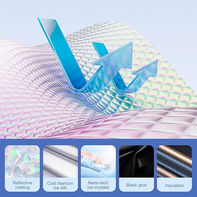 Car Windshield Sunshield, Accordion Foldable Front Windshield Sunshade UV Protection Auto Sunshade Rainbow Sparkle Layer Diamond Pattern Thermal Reflector (S)