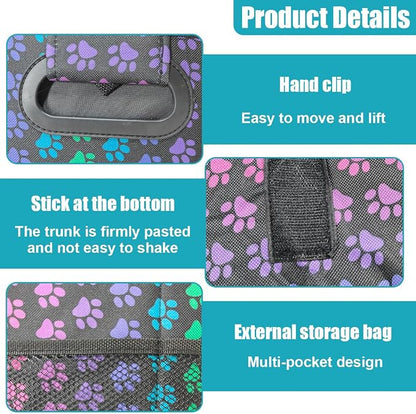 Car Trunk Organizer, Collapsible Multi-Compartment Auto Storage Box with 4 Pockets, Waterproof Oxford Fabric Car Trunk Container Accessories for Sedan SUV Truck (Colorful)