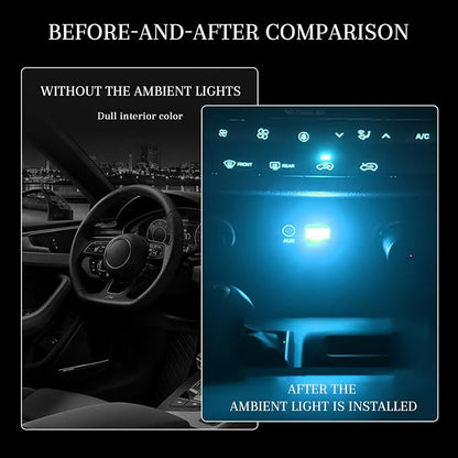 4 PCS USB LED Car Interior Atmosphere Lamp, Portable Mini Auto LED Decor Night Light, Plug-in USB Interface Ambient Lighting Kit, Universal Car Interior Accessories(Ice Blue)