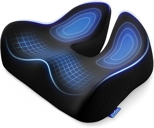 ZIKEE 6" Thickened Donut Pillow Seat Cushion, Ergonomic Hemorrhoid Pillow with Widened Cutout for Tailbone,Sciatica Pain Relief & Postpartum, Memory Foam Office Chair Cushion for Long Sitting at Home