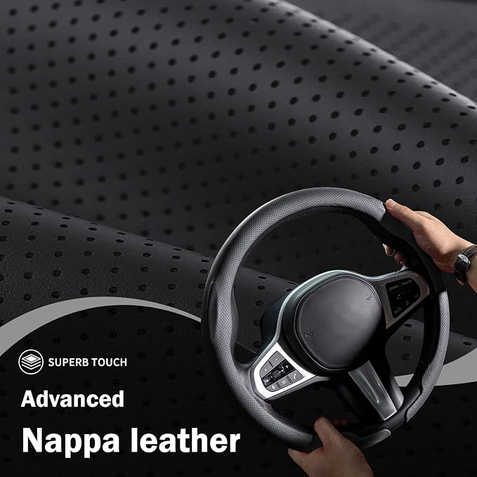 Steering Wheel Cover Thin Car Steering Wheel Accessories Universal Snap On Protector, Black