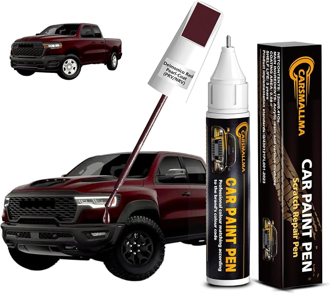 Delmonico Red Pearl-Coat(PRV/NRV) Car Touch Up Paint for Ram, Color Accurate Car Paint Scratch Repair Pen Kit Quick & Easy Fix Vehicle Chips and Automotive Nicks Scuff