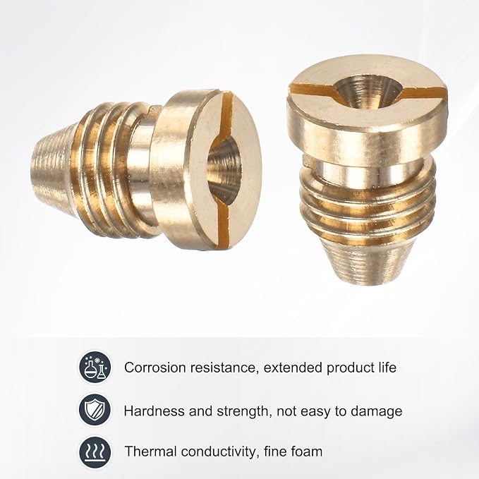 M METERXITY 4-Pack Foam Cannon Orifice Nozzle, 1.4mm Brass Universal Thread Tips for Snow Foam Lance/Garden Hose/Kitchen Cleaners, Sprayer Connector Replacement Nozzles