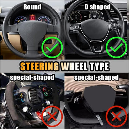 Bling Soft Leather Steering Wheel Cover, 15 Inch Colorful Rhinestones Auto Elastic Protector with Crystal Diamond for Women Girls, Car Accessories for Most Cars, SUVs (Black Red)