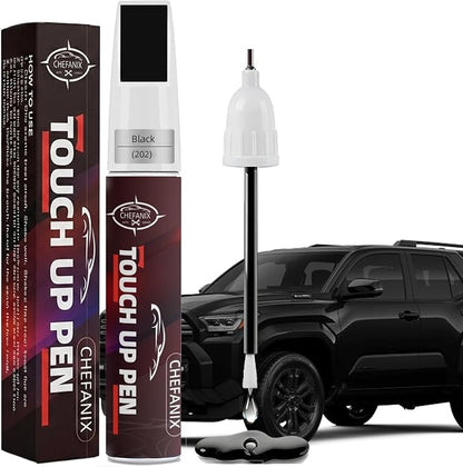 Black (202) Touch Up Paint Pen Compatible with Toyota - Exact Color Match, 2-in-1 Brush & Pen,Car Paint Scratch Repair Kit for RAV4/Camry/Corolla/Tacoma/Highlander/Sienna