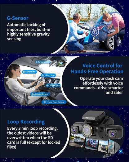 HUPEJOS 360° View 5 Channel Dash Cam Front and Rear with AI Driver Monitor System DMS, 4K Dash Camera for Cars, Built-in GPS 5G WiFi Night Vision, Free 128G Card, 24/7 Parking Monitor Mode