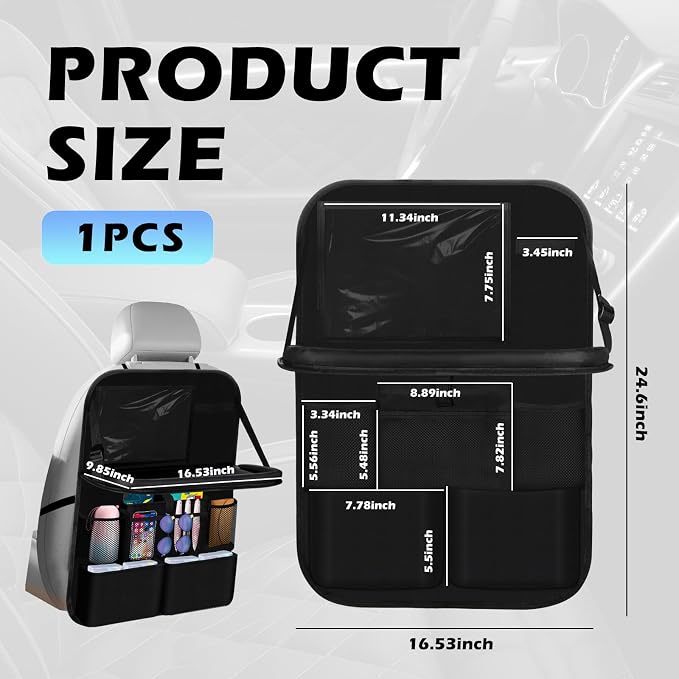 2026 Upgraded Backseat Car Organizer,Multifunctional Back Seat Car Organizer with Cars Tray & Cup Holder,Roadtrip Essentials Foldable Back of Seat Cars Organizers for Most Vehicles