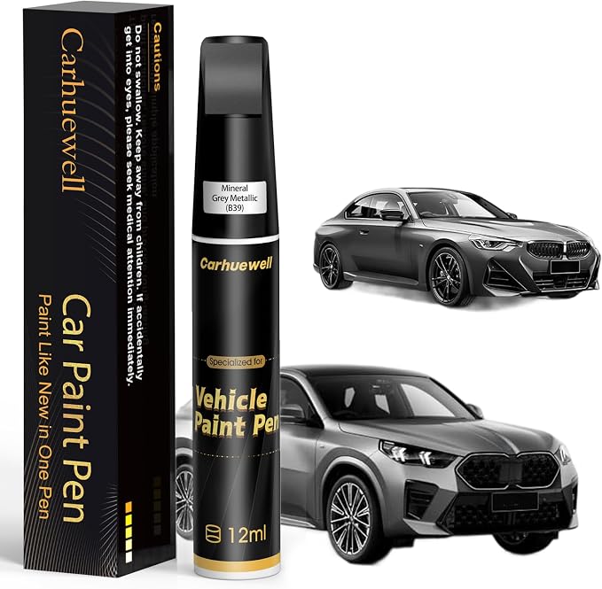 Mineral Grey Metallic(B39) Touch Up Paint Compatible with BMW, Exact Match Car Paint Pen Automotive Scratch Repair Remover Kit Quick & Easy Solution for Vehile Chips and Nicks