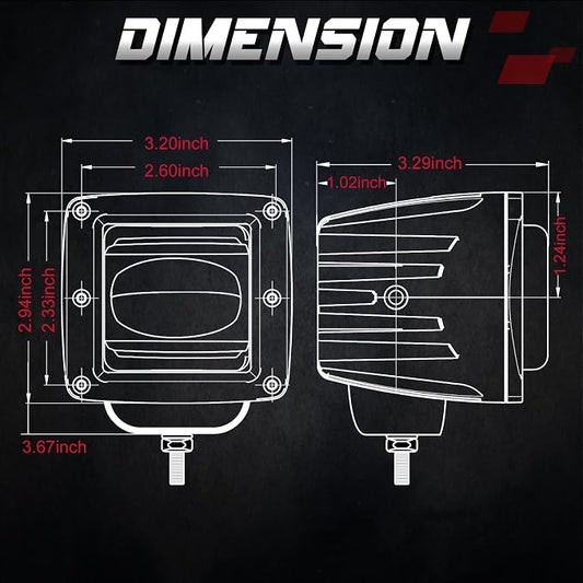 LED Pods, OFFROADTOWN 2pcs 3'' SAE Fog Lights Off Road Driving Lights Waterproof Square LED Cubes Work Light for Truck Motorcycle ATV UTV Boat