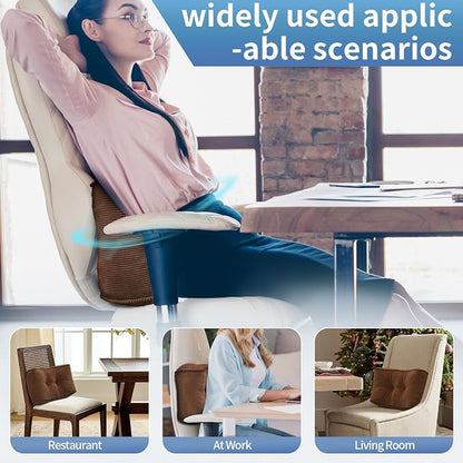 Lumbar Support Pillow for Study Desk Chair, Bite-Size Natural Latex Foam Back Support Pillow for Lower Back Pain Relief, Soft & Support Corduroy Office Chair Cushion, S, Brown