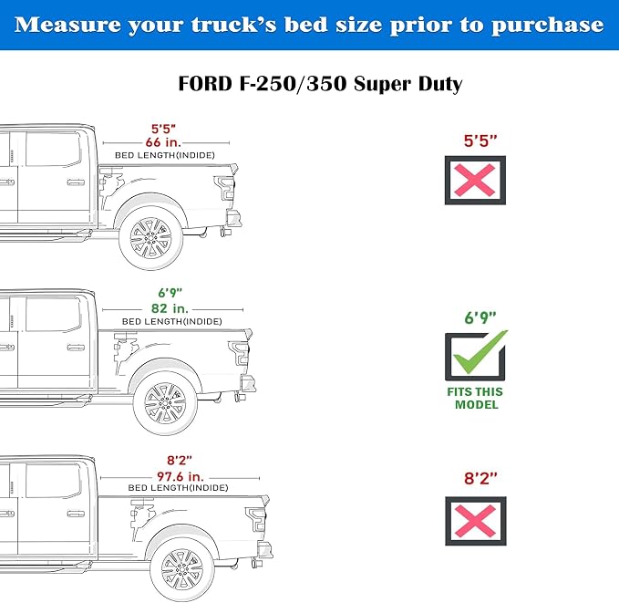 Toptiny Low Profile Flip Up Truck Bed Tonneau Cover Fits 2017-2026 Ford F-250/F-350 Super Duty 6.75' Bed (82")