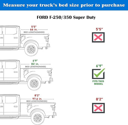 Toptiny Low Profile Hard Folding Truck Bed Tonneau Cover Fits 2017-2026 Ford F-250 F-350 Super Duty 6.75FT Bed (82")