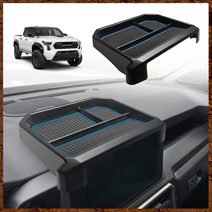 Muslogy Dashboard Storage Box for 2024 2025 2026 Tacoma & 2025 2026 4Runner Accessories Center Console Organizer w/ 8-inch Screen for SR SR5 TRD PreRunner TRD Sport Off-Road Pro Trailhunter (Blue)