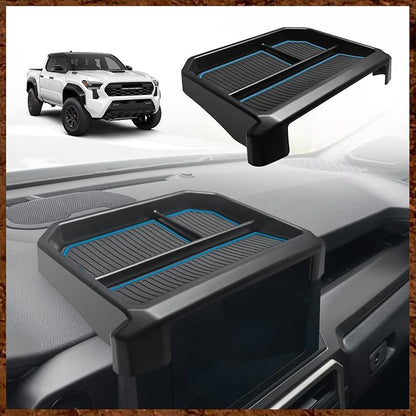 Muslogy Dashboard Storage Box for 2024 2025 2026 Tacoma & 2025 2026 4Runner Accessories Center Console Organizer w/ 8-inch Screen for SR SR5 TRD PreRunner TRD Sport Off-Road Pro Trailhunter (Blue)