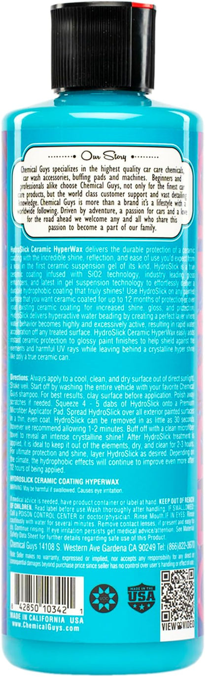 Chemical Guys HydroSlick Intense Gloss SiO2 Ceramic Coating HyperWax - High Shine and Long-Lasting Protection, Ceramic Coating for Cars, Safe for Trucks, SUVs, Motorcycles, RVs, and More - 16 fl oz