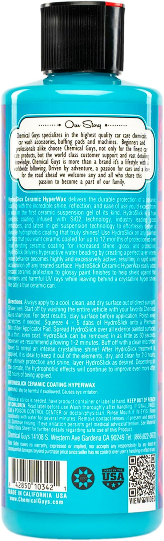 Chemical Guys HydroSlick Intense Gloss SiO2 Ceramic Coating HyperWax - High Shine and Long-Lasting Protection, Ceramic Coating for Cars, Safe for Trucks, SUVs, Motorcycles, RVs, and More - 16 fl oz