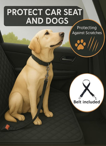 fidozen Waterproof Dog Car Seat Cover for Back Seat: Suitable for Small and Large Dogs, Hammock and Pet Protector, Backseat seat Cover (Black(Spilt Bench), Medium(54" W))