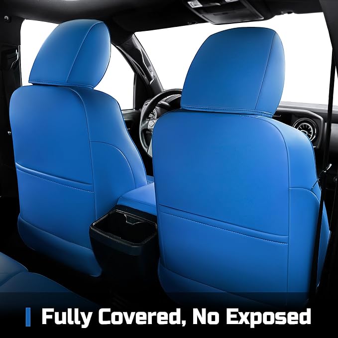 Carlimeki Leather Seat Covers Custom Fit for Tacoma Gen 3rd (2016-2023) Double & Crew Cab, for SR, SR5, Limited, TRD Pro, TRD Sport, TRD Off-Road, Trail Special Edition - Fully Covered