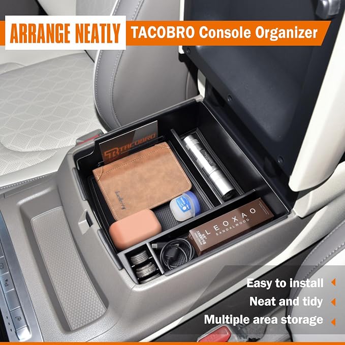 TACORBO Center Console Organizer Compatible with Kia Carnival 2026 2025 2024 2023 2022 Accessories Insert Tray, KA4 MPV Armrest Secondary Storage Box, Black Trim