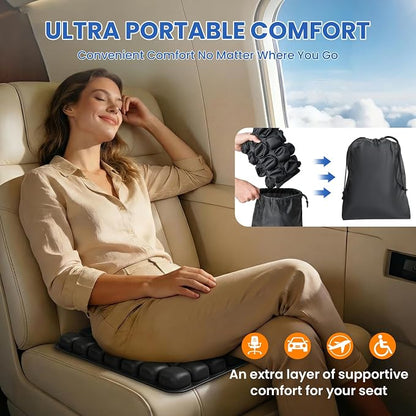 JUMPOW Inflatable Seat Cushion for Travel & Office Chairs, Pressure Relief Air Travel Cushion with Pump for Long Sitting, Car Seats, Airplane Travel Seat Cushion, Portable & Comfortable