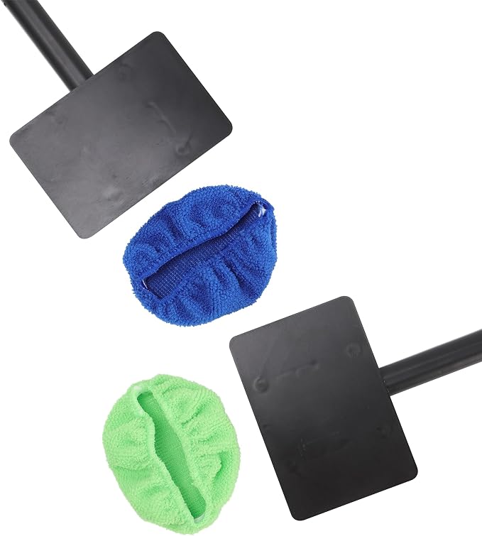Car Windshield Cleaning Tool Fit for Auto Glass Wiper with 3X Washable Microfiber Pads and Handle Extendable