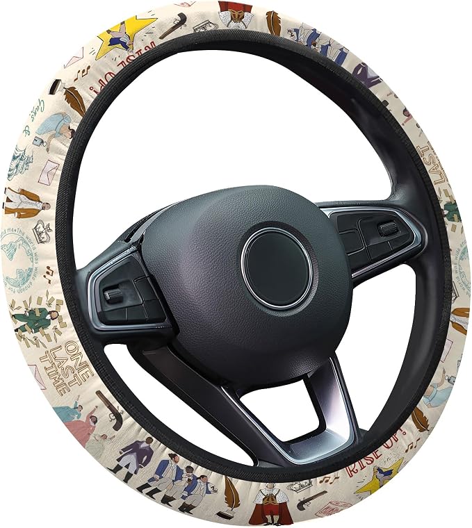 GENANY Historical Musical Steering Wheel Cover, Non Slip Polyester Car Wheel Protector for Car SUV Truck, Universal 15 Inch