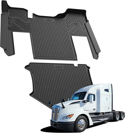 Lasfit Floor Mats for Kenworth T680 2013-2026/ T880 2014-2026, All-Weather Protection TPE Car Liners for Kenworth T680/T880 Accsessories, Black, Easy to Clean