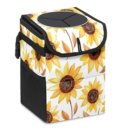 Car Trash Can – Multi-Purpose, Lightweight and Portable with Durable Water-Resistant Coating, No Installation Required, Practical and Ample Capacity, Variety of Colors.Beautiful Sunflower