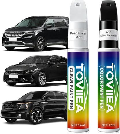 Aurora Black Pearl(ABP) Touch Up Paint Compatible with KIA,2-In-1 Car Scratch Remover Pen,Car Paint Scratch Repair Kit for Scratches,Chips & Nicks,2-PCS SET