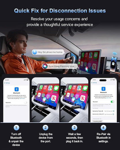 Wireless Adapter for Carplay & Android Auto, Converts Wired to Wireless,Mini USB Design, Plug and Play, Compact USB Dongle for 1000+ Cars with Built-in Wired Carplay or Android Auto