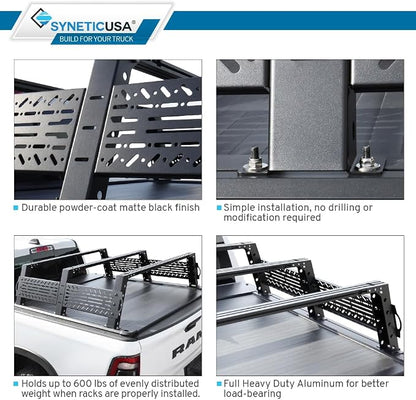 Syneticusa AR Automatic Retractable Truck Bed Cover with R6 Rack for Ford F-150 2004–2026 | 5.5' (67”) Short Bed | Aluminum Hard Retractable Tonneau Cover | Easy Installation | Waterproof, Low-Profile