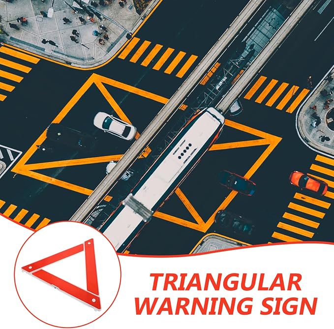 GARVALON Warning Triangle Reflective Safety Sign Kit for Roadside Emergencies Emergency Triangle for Vehicles High Visibility Road Reflectors