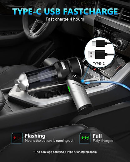 NEVERLAND Handheld Vacuum Cordless Car Vacuum - 15000PA High Power 4-in-1 Portable Foldable Small Detailing Kit, Rechargeable Hand Held Vacuum for Car Home Office