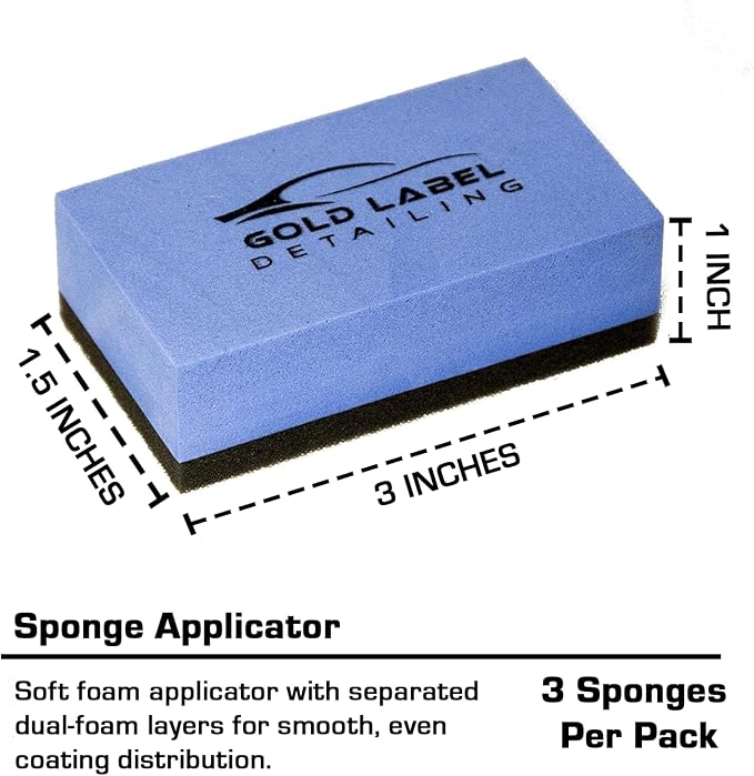 Sponge Applicator Kit 3 Pack with Microfiber Cloths | Perfect for Ceramic Coating, Nano Coating, Glass Coating, Tire Shine Detailing (3" Sponge Kit)