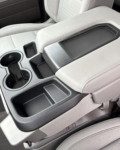 for 4PCS Center Console Water Cup Holder Insert Non-Slip Rubber Mats Compatible with Split-Bench Folding Seat 2019-2026 Chevy Silverado/GMC Sierra 1500&2024-2026 Silverado&Sierra 2500HD/3500HD