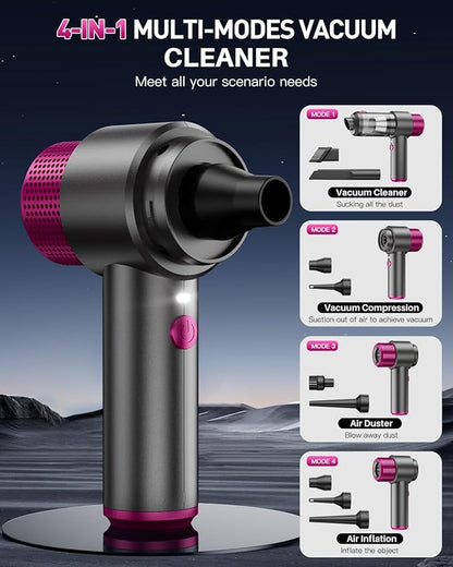 EYYA Handheld Cordless Car Vacuum Cleaner, 4-in-1 Portable Mini Car Vacuum Cleaner, 15000PA High Power & Air Duster with LED Light for Home Office