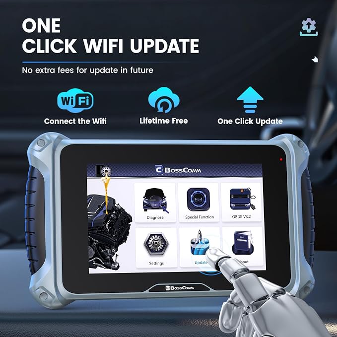 2026 BOSSCOMM eTouch770 Diagnostic Scanner Upgraded from IF745 Code Scanner, All-System OBD2 Scan Tool with 6 Resets, ABS, SAS Calibration,Oil,Throttle, EPB, BMS, Lifetime WiFi Free Update,Auto Vin.