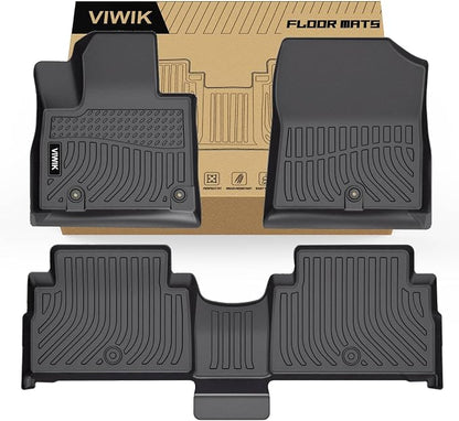 VIWIK Floor Mats for Hyundai Santa Fe Hybrid 2021-2023 - All Weather Protection, Custom Fit 1st & 2nd Row, TPE, Non-Slip, Easy to Clean, 3D Scanning Design, Waterproof, Durable, Odorless