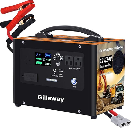 Gillaway V10 10000A Car Jump Starter, Portable Power Station Backup Lithium Battery，12V/24V Heavy Duty Truck Jump Starter Battery Pack, Power Bank for Outdoors Camping Travel Hunting Blackout